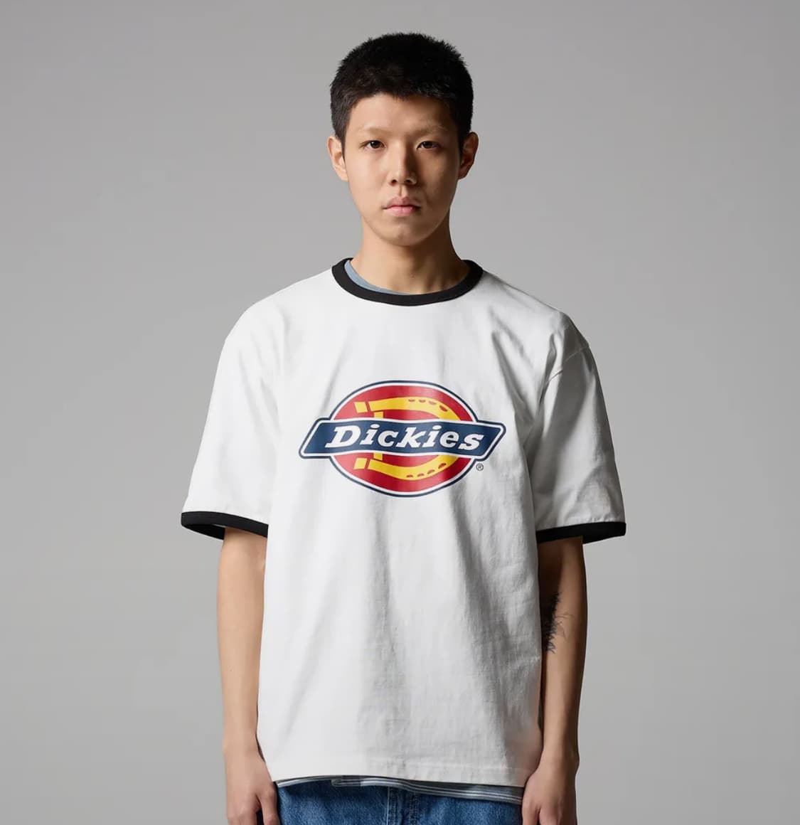 디키즈 트리 로고 링거 티셔츠 white M 상품이미지1