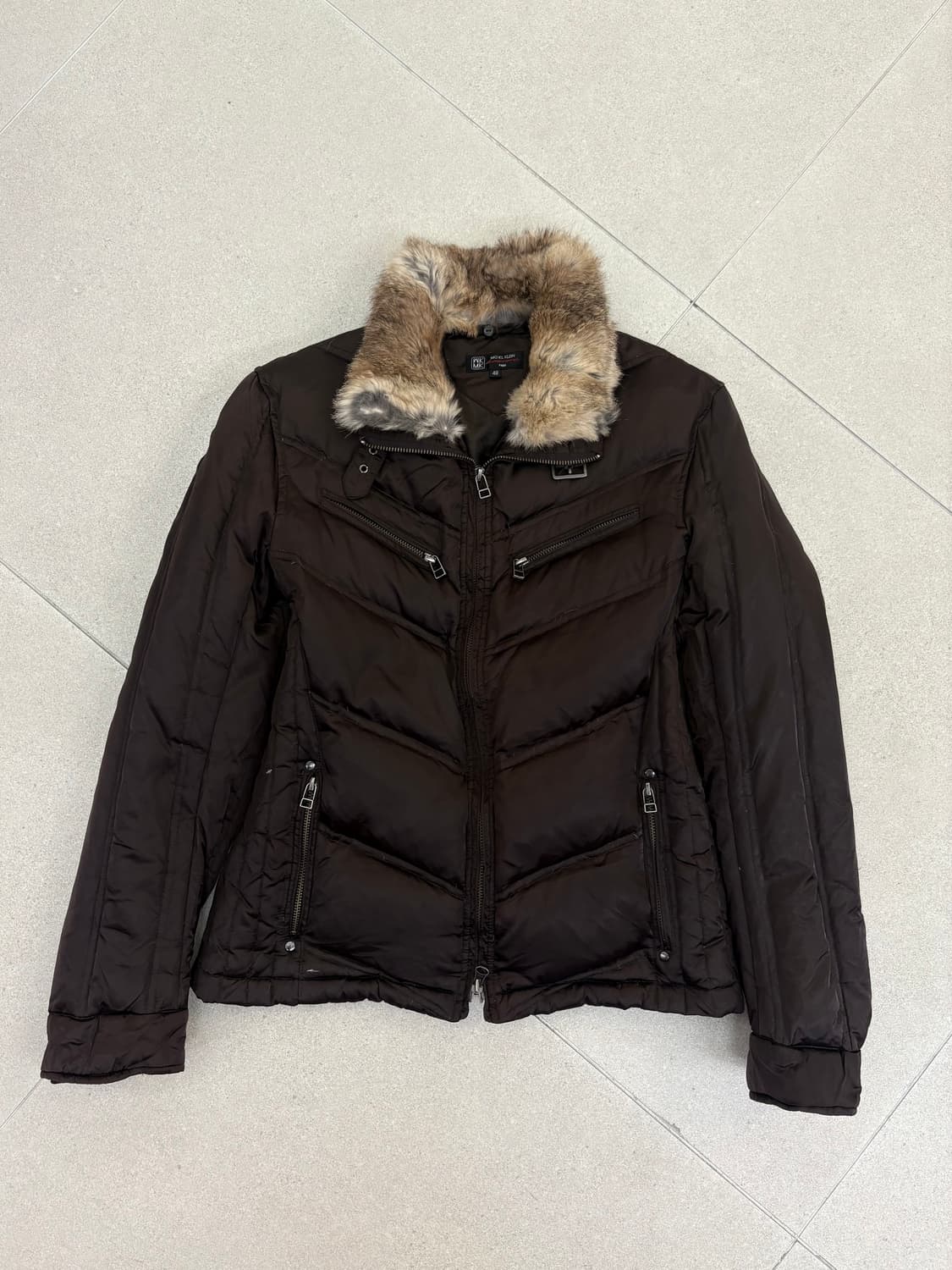 브라운 투웨이 퍼 패딩 상품이미지1