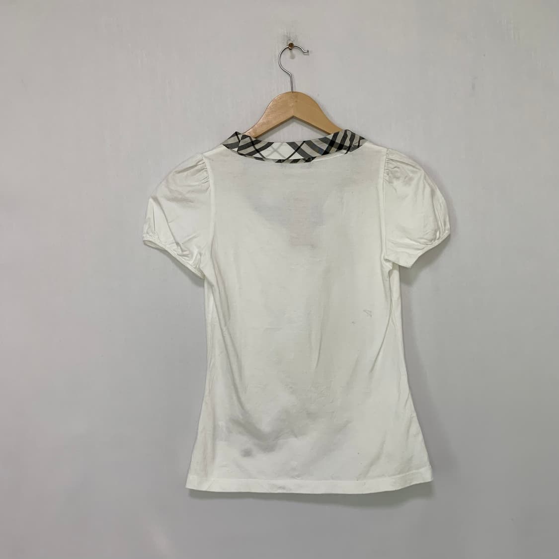 버버리 세일러 퍼프 소매 반팔 티셔츠 블라우스 아이보리 딱붙 상품이미지6