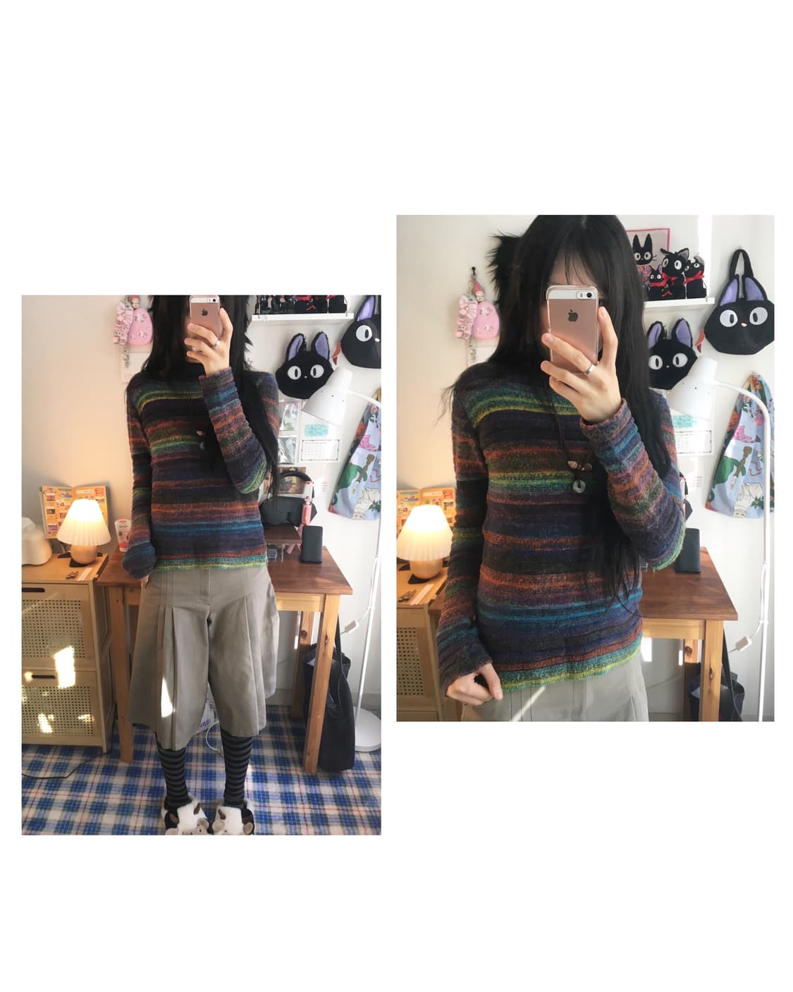 vintage two-way stripe knit rainbow 상품이미지1