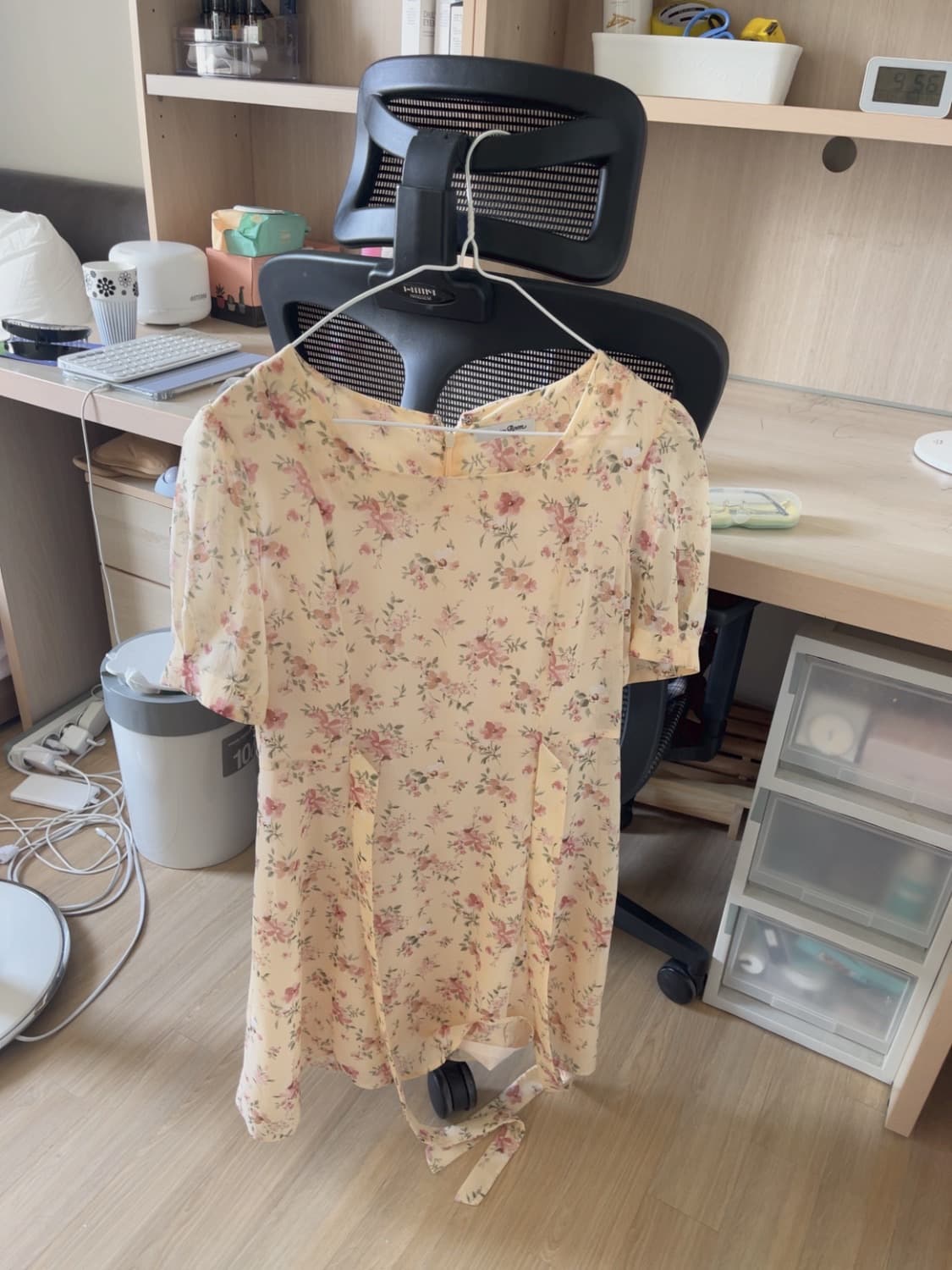 로엠 플라워 스퀘어넥 쉬폰 원피스 (새상품) 상품이미지8