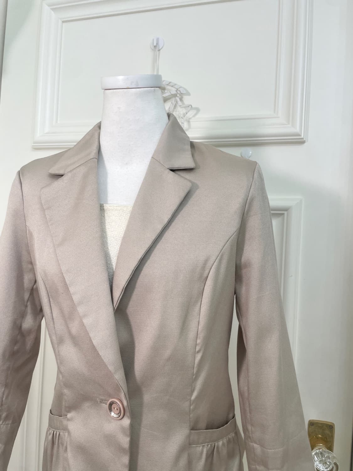 beige back bow shirring summer jacket 상품이미지7