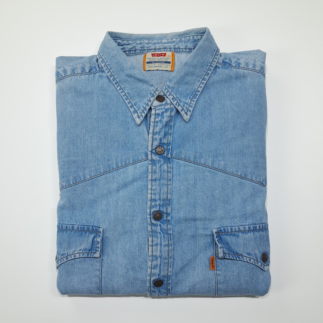 CL700 2XL 리바이스 90s 오렌지탭 웨스턴 연청 데님 셔츠 상품이미지9