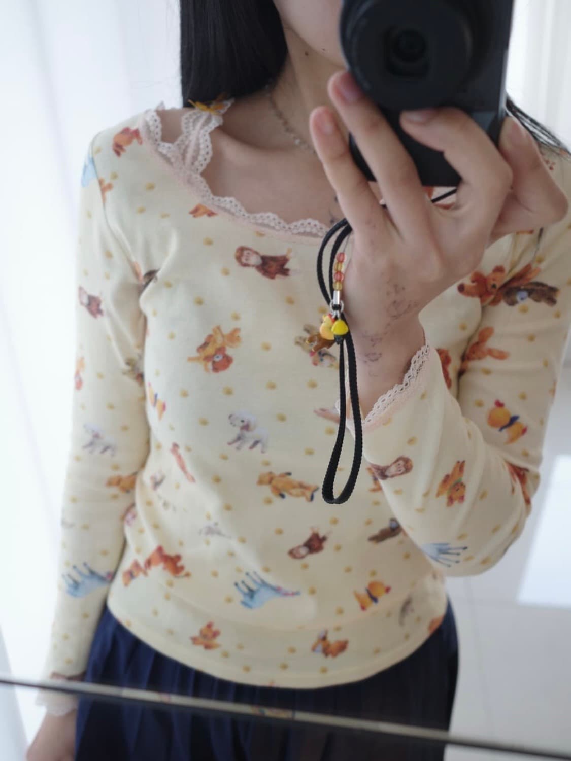 Lace printed top 상품이미지1