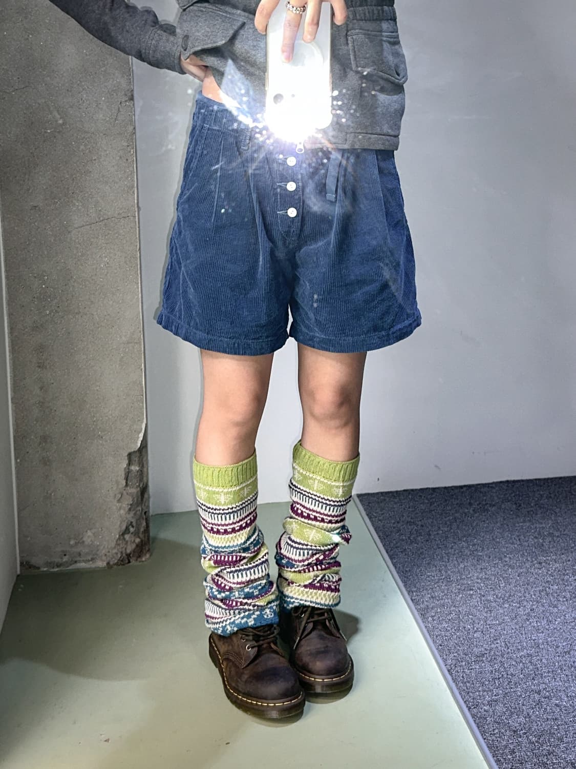 corduroy blue belt shorts 상품이미지5