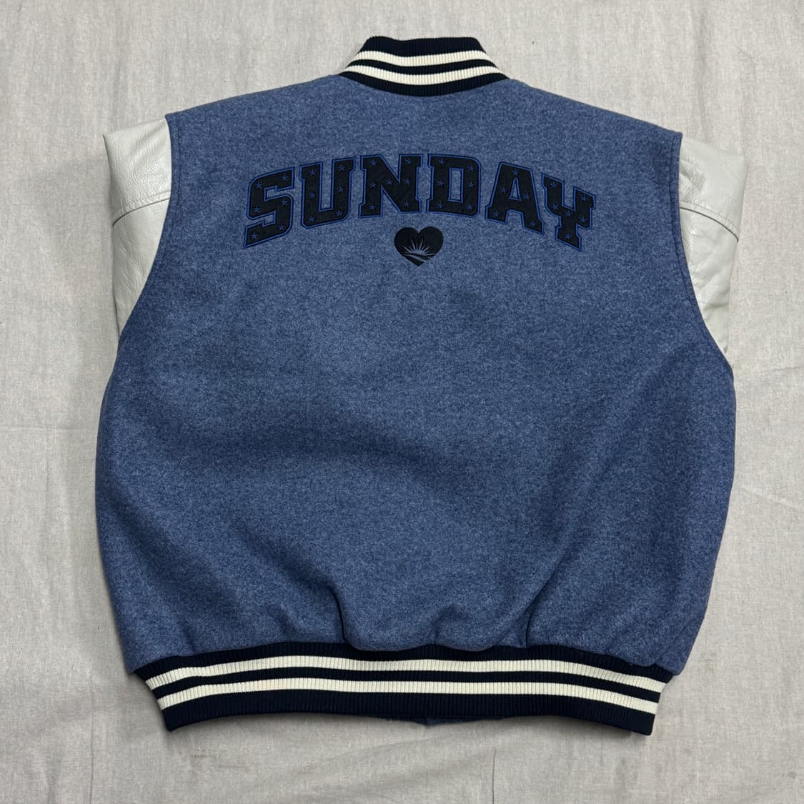 선데이후르츠마켓 패치 블루 바시티 자켓 L 상품이미지5