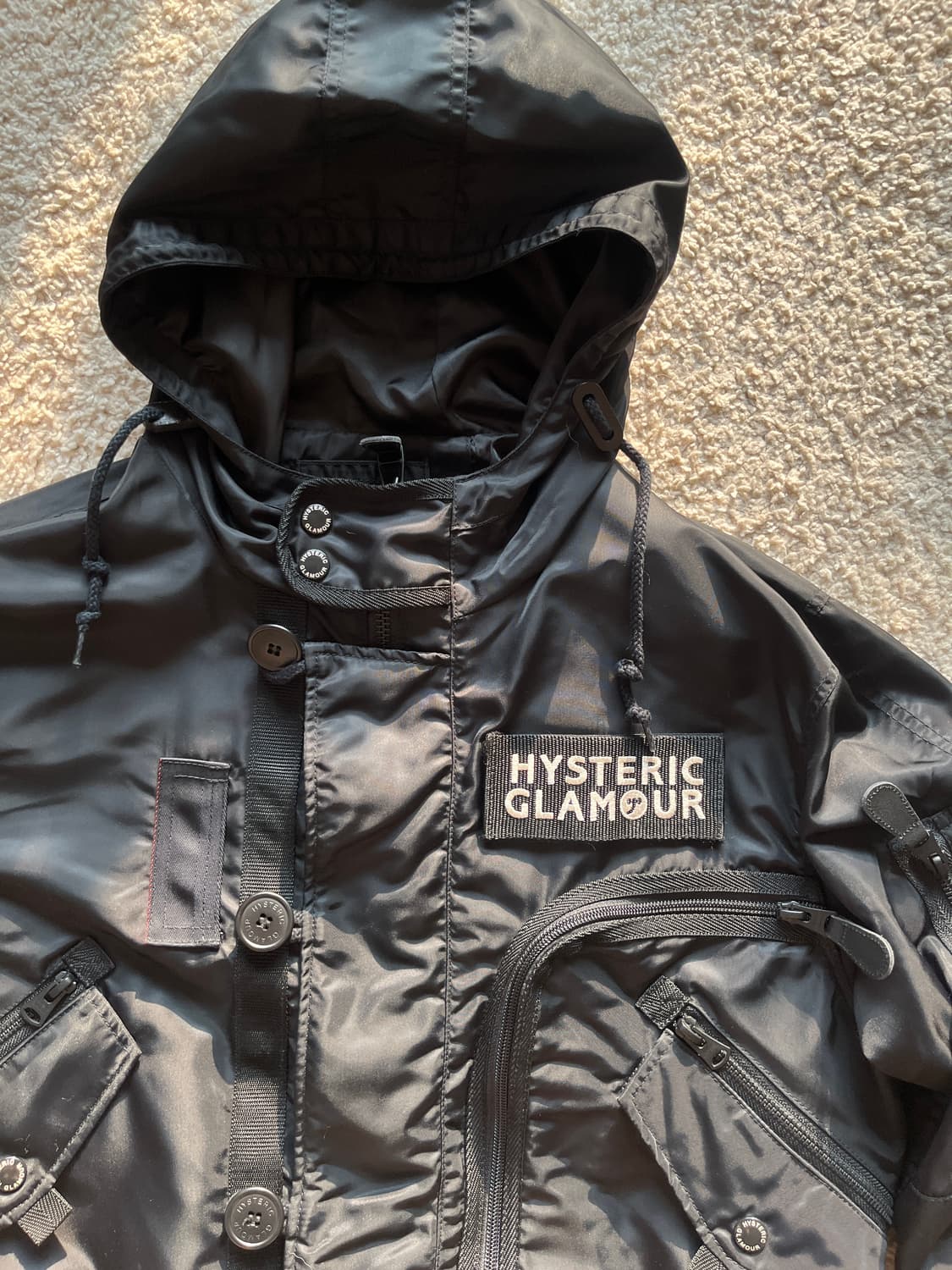 히스테릭 글래머 패치 포인트 밀리터리 블루종 오버사이즈 후드 봄버 자켓 상품이미지2