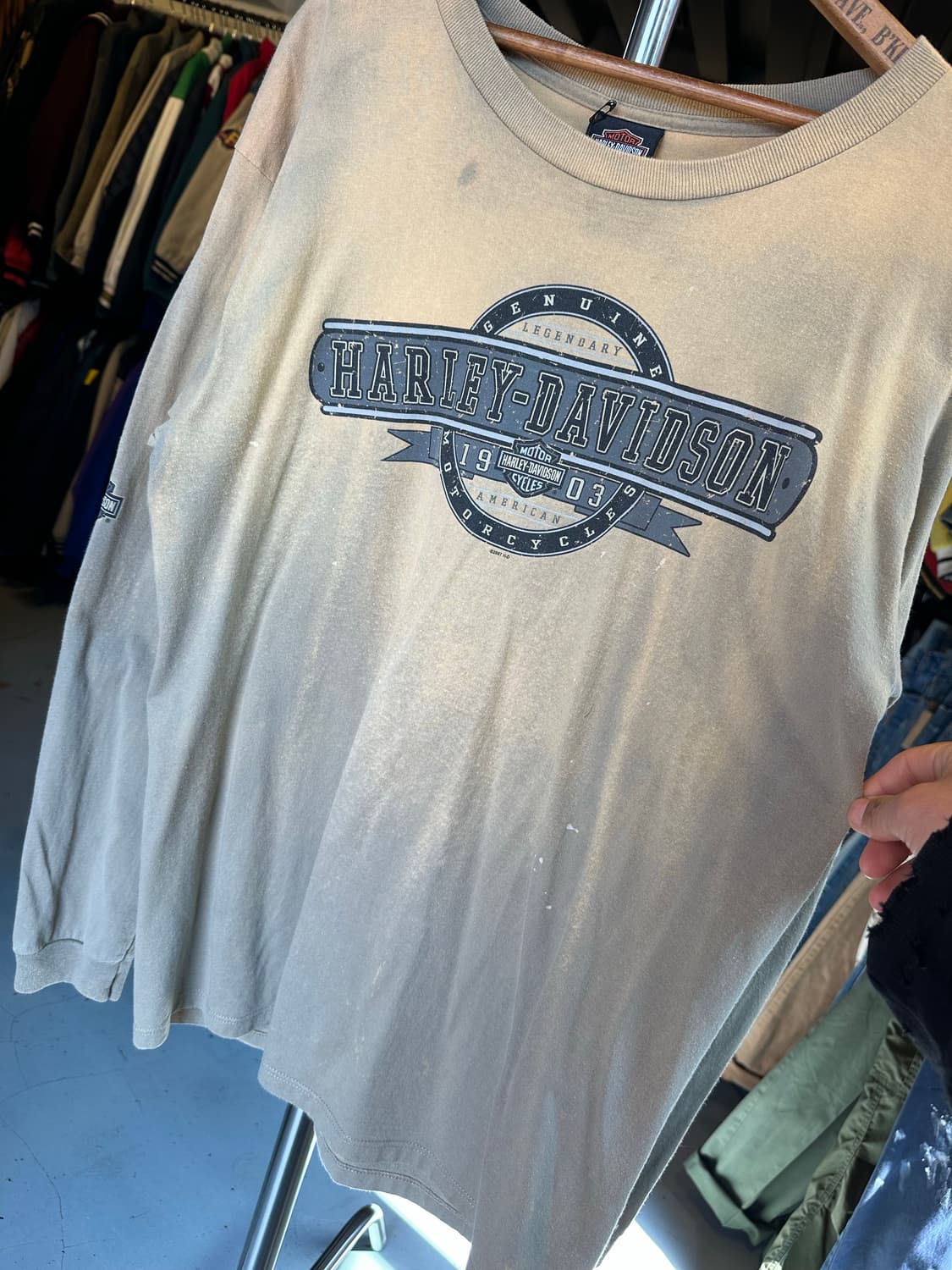 할리데이비슨 페이드 프린팅 롱슬리브 티셔츠 2007 made in usa 상품이미지5