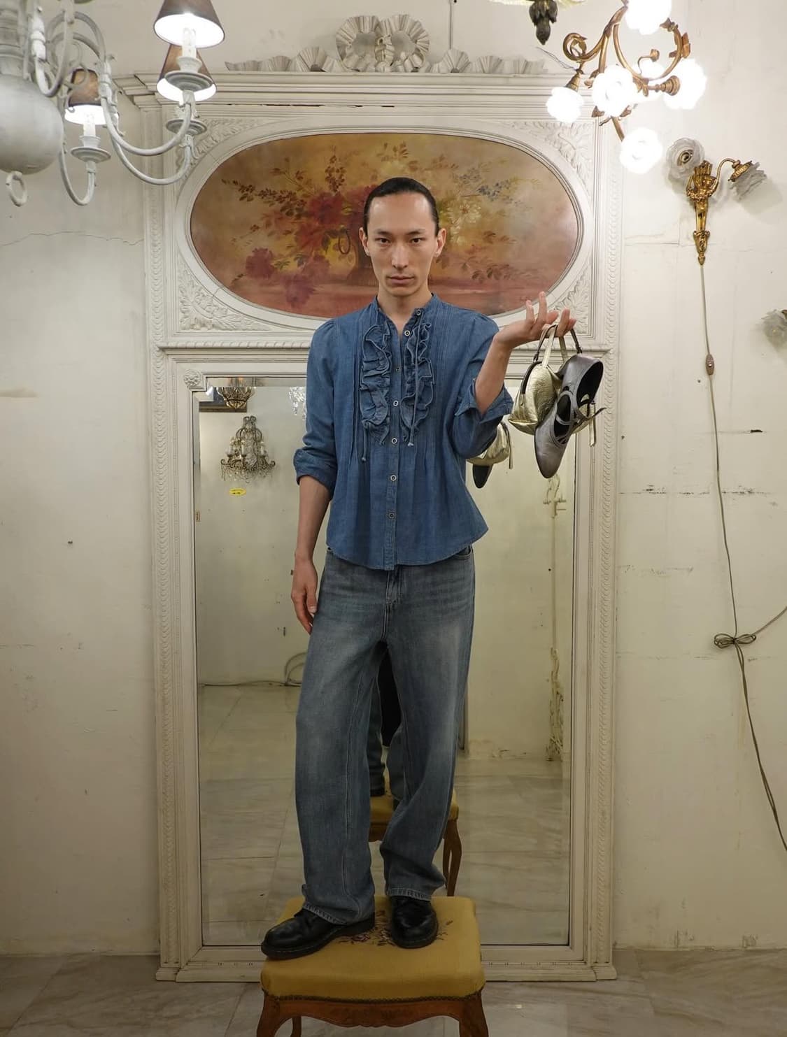 Eonts 에옹쓰 데님 프릴 셔츠 상품이미지1