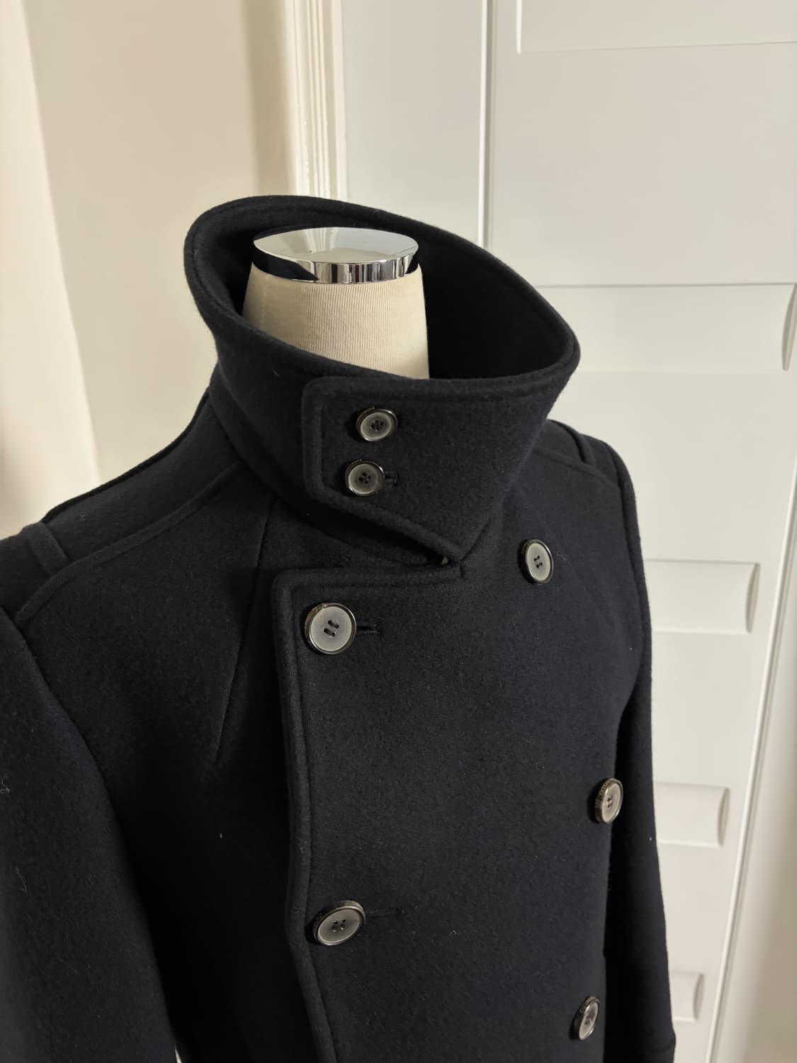 더블브레스트 하이넥코트 네이비 상품이미지7