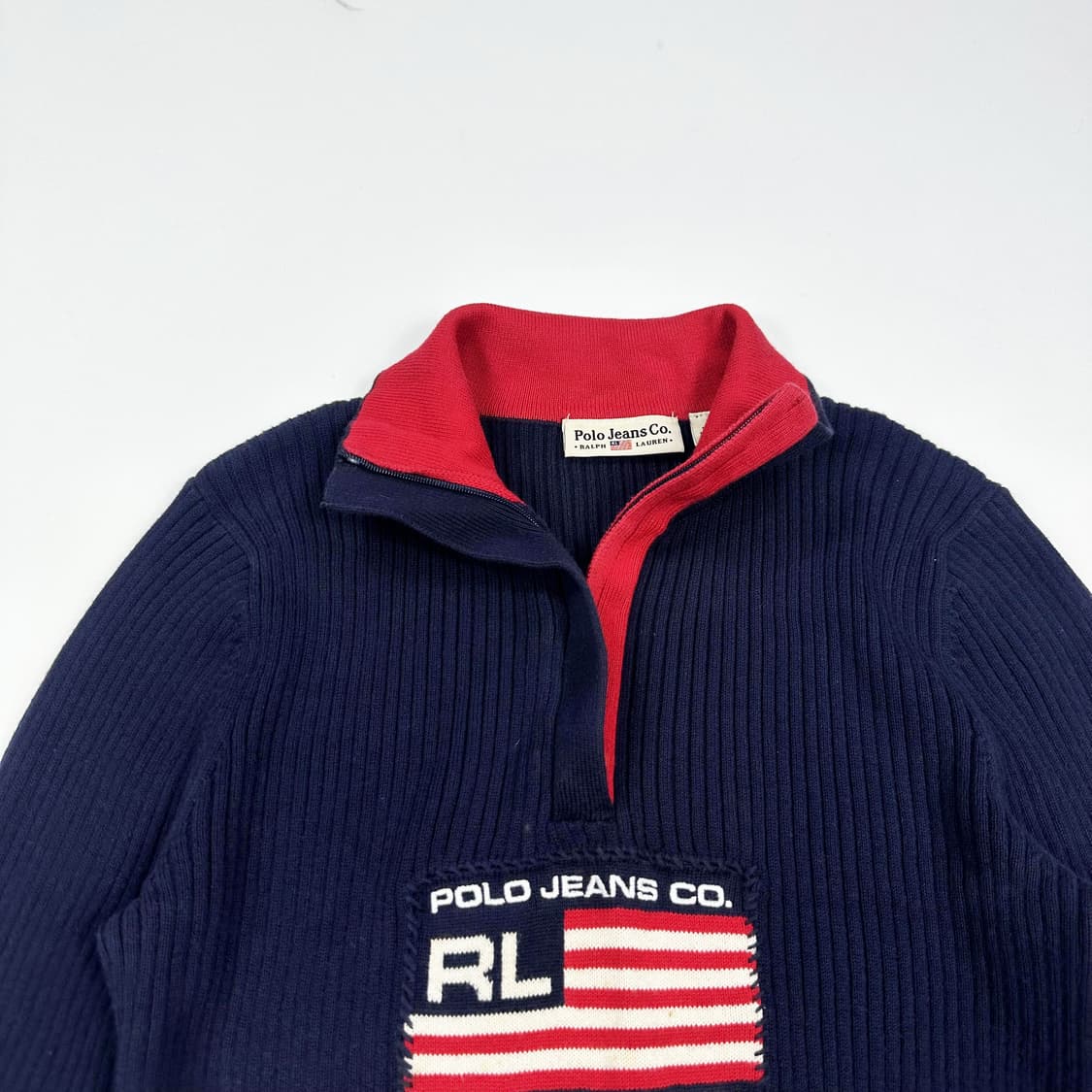 폴로진스 RL 성조기 네이비 반집업 니트 (S 여성추천) 상품이미지1