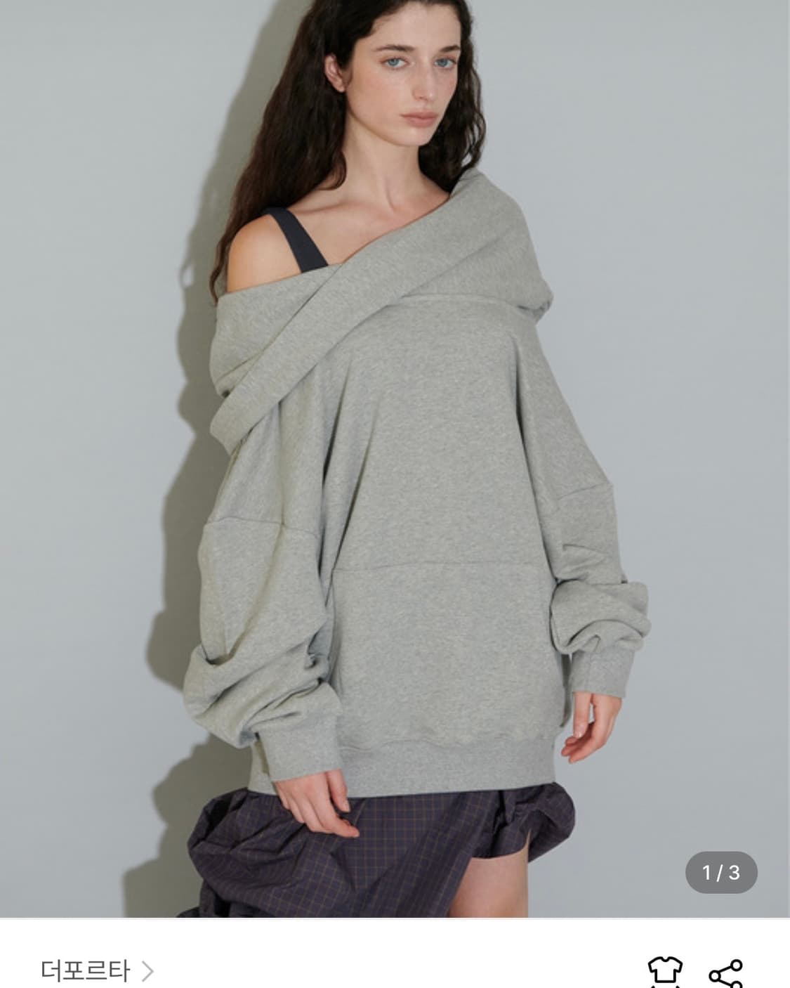 더포르타 오프숄더 후드 그레이 구해용 상품이미지1