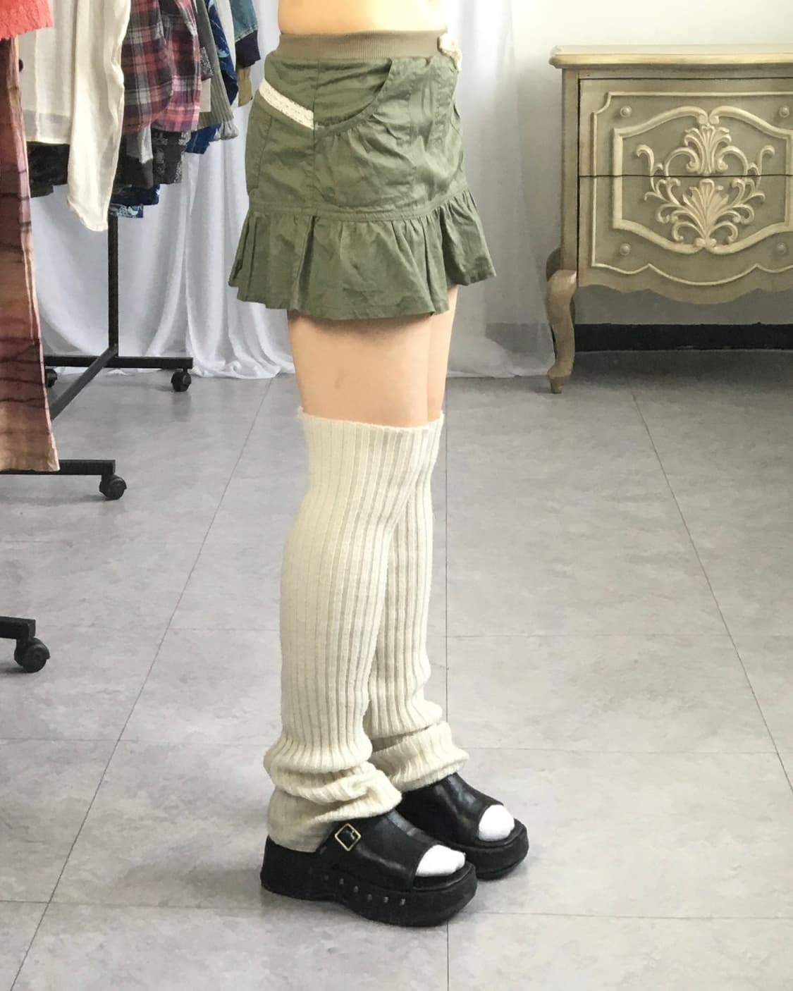 Khaki skirt 상품이미지4