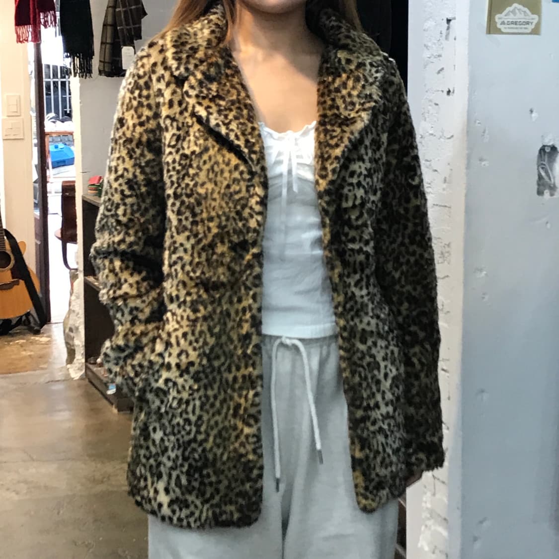 VTG 빈티지 레오파드 패턴 하프 코트 자켓 여성 프리사이즈  상품이미지8