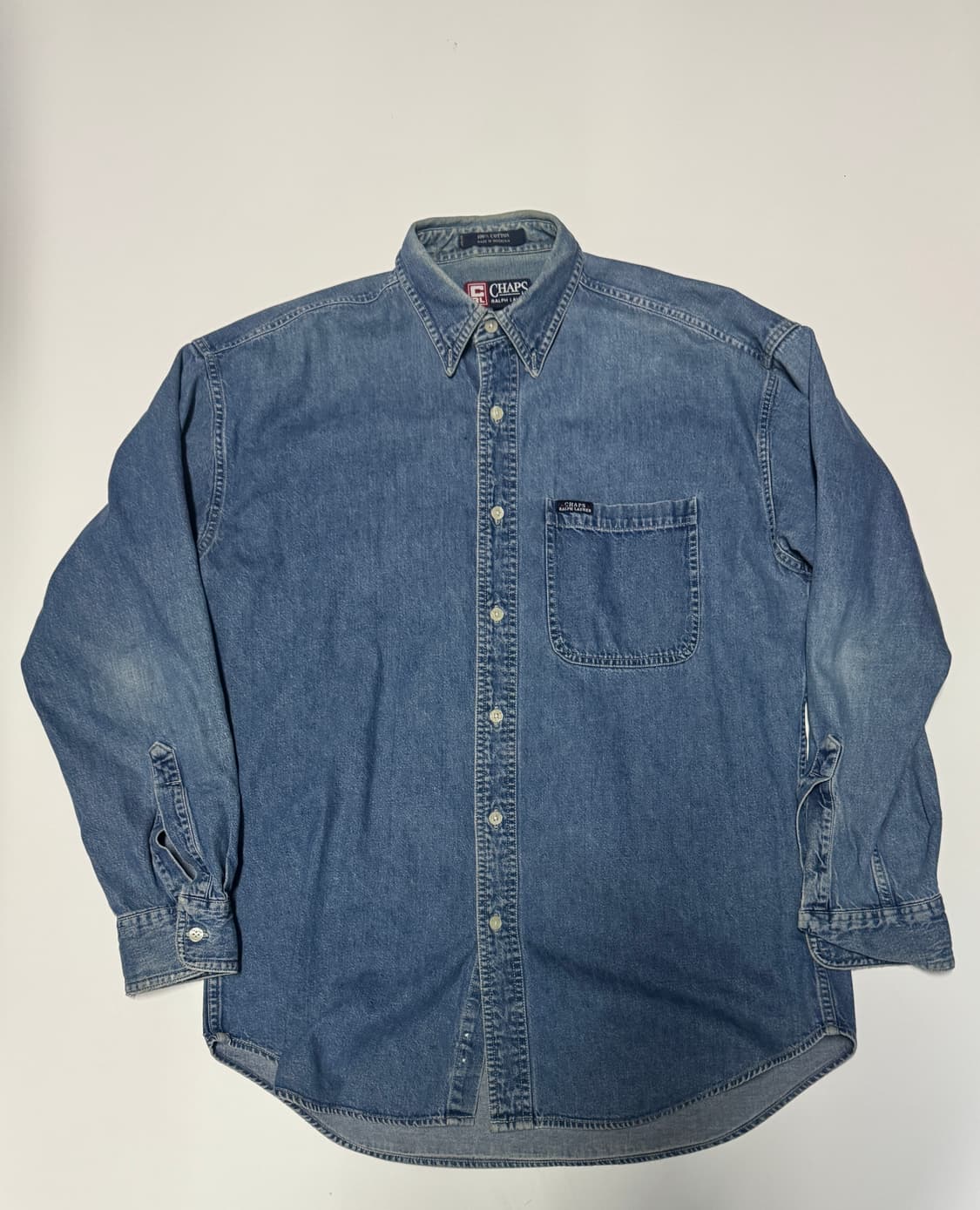 챔스 폴로 랄프로렌 원 포켓 빈티지 워싱 데님 셔츠 L ~ XL 상품이미지1
