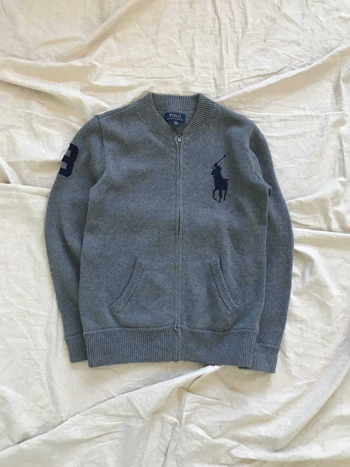 폴로 랄프로렌 빅포니로고 그레이 니트 집업 상품이미지5