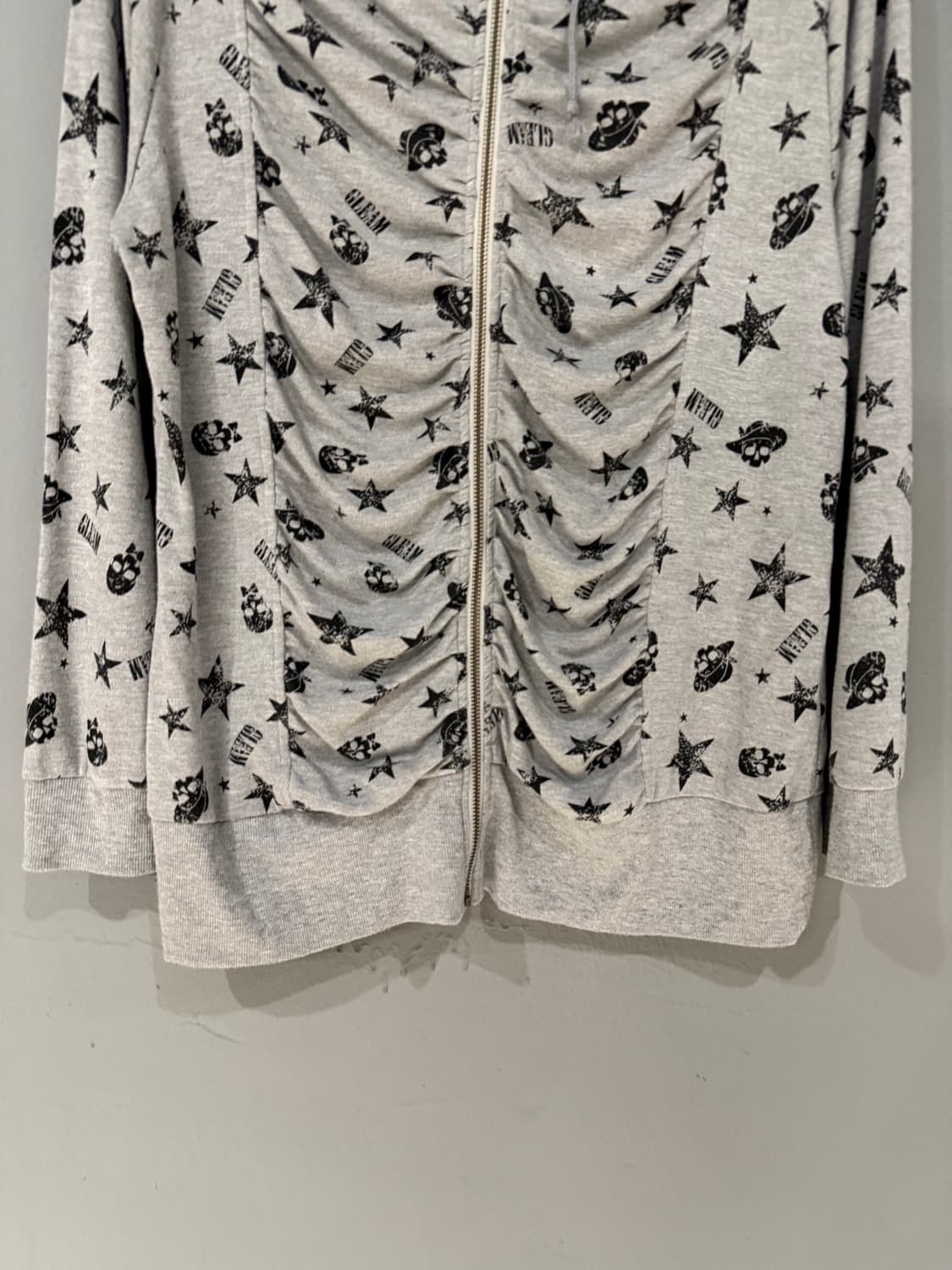 shirring detail skull hood zip-up 상품이미지7