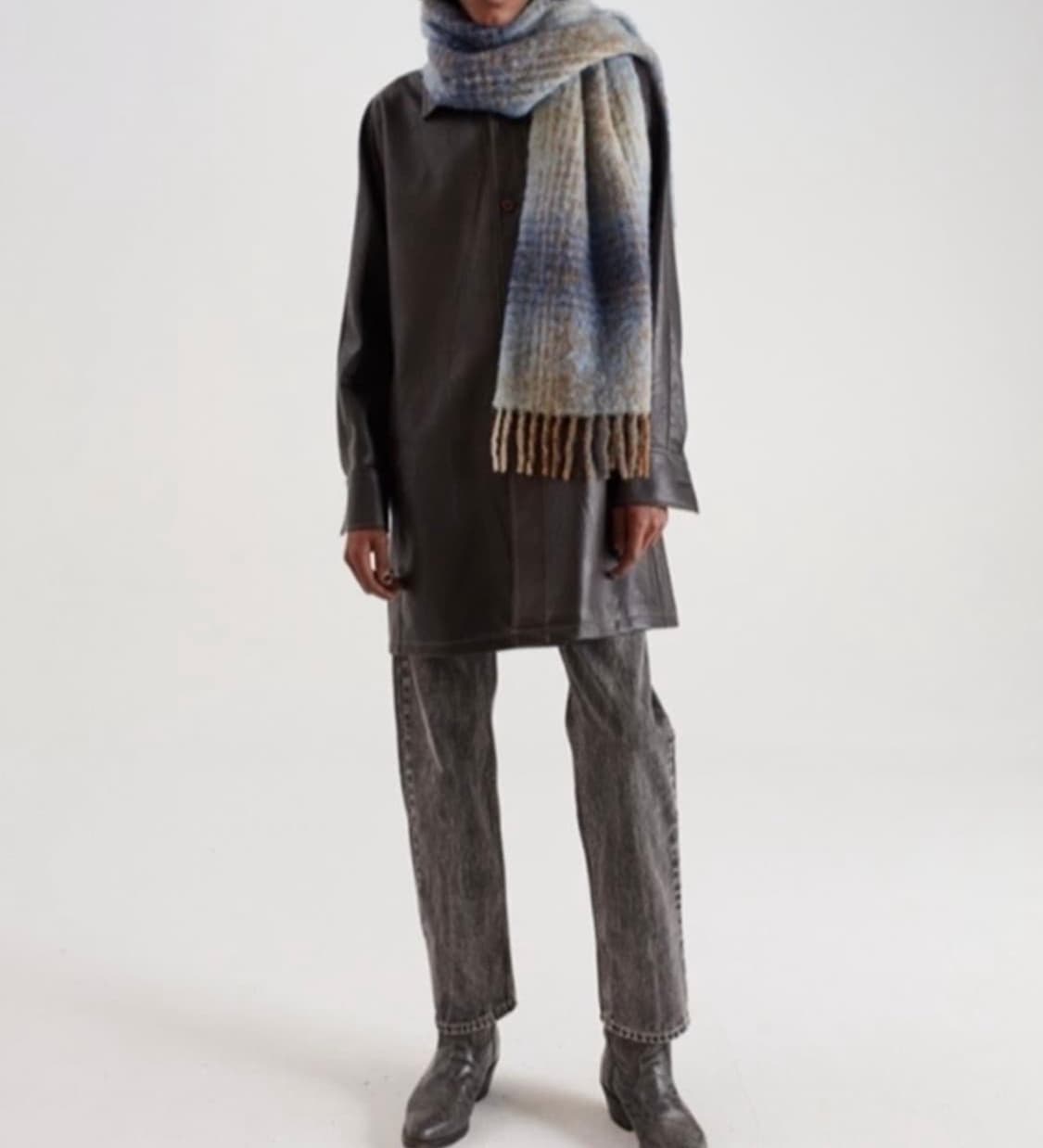 세퍼 sefr 블루 체크 울 머플러 스카프 상품이미지3