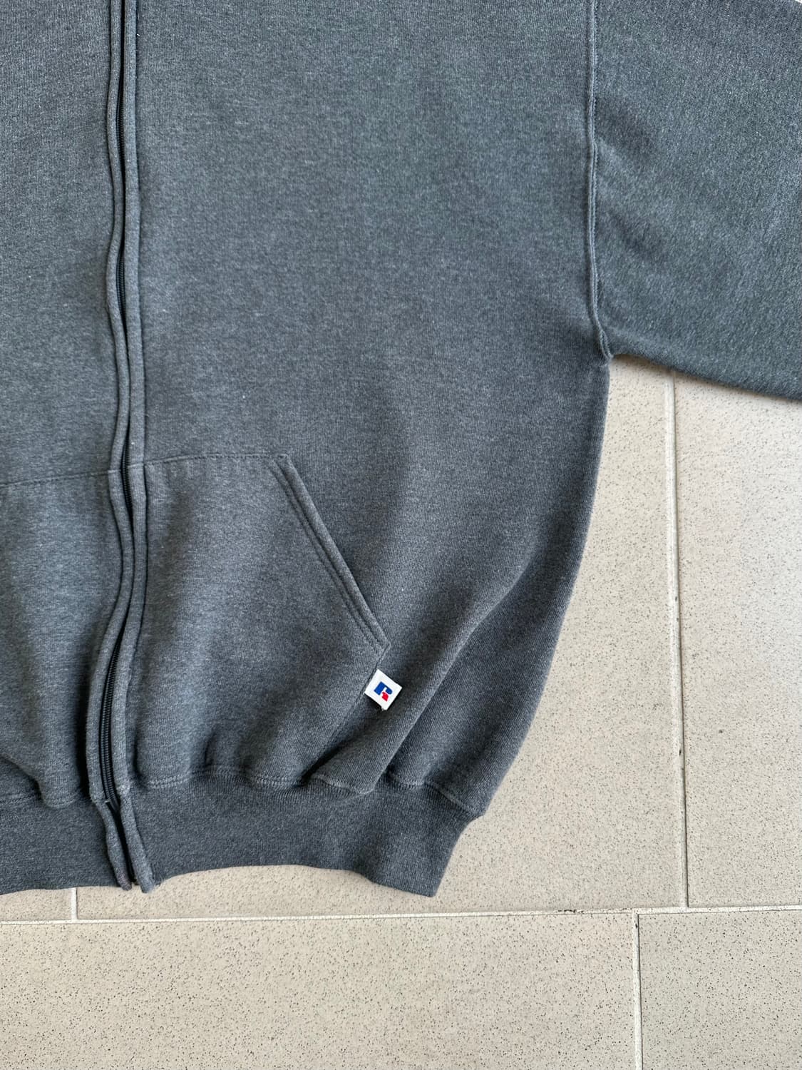 90s 빈티지 러셀 후드집업 다크그레이 L USA 상품이미지3