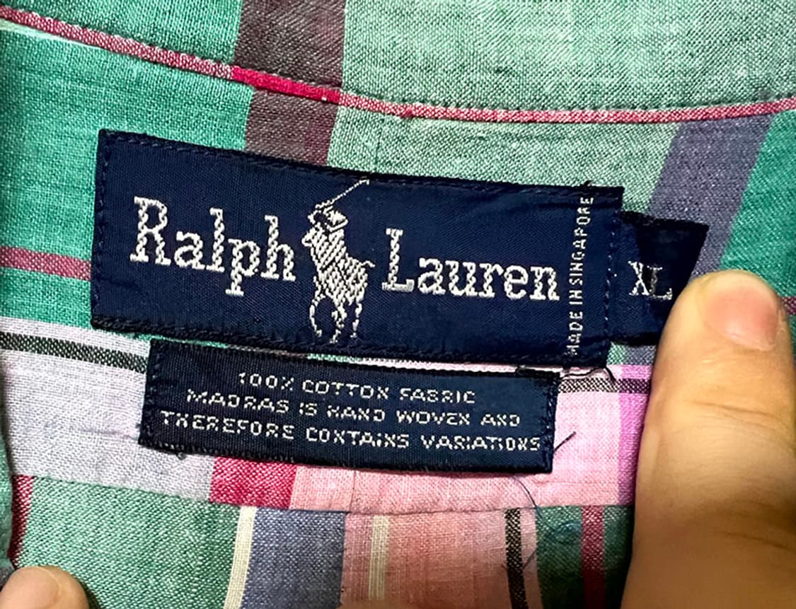 폴로 90s 자이언트 마드라스 체크셔츠 춘하 핸드우븐 XL 105  상품이미지3
