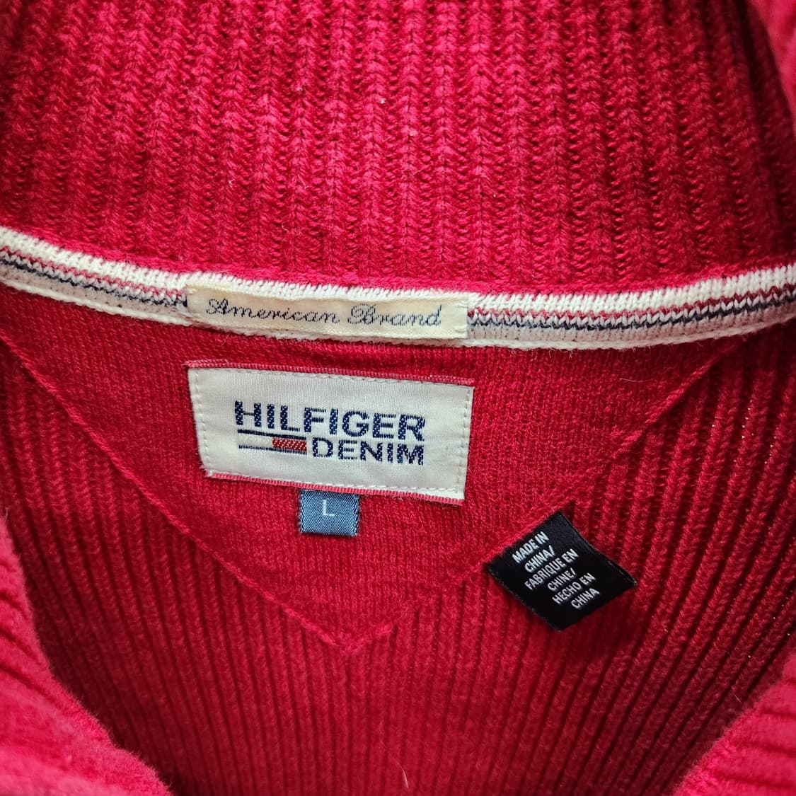 타미힐피거 데님 로고와펜 코튼 니트집업 L(L) 상품이미지5