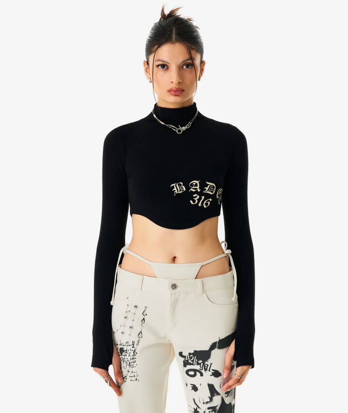 Gothic Ribbed Turtleneck Black 상품이미지1