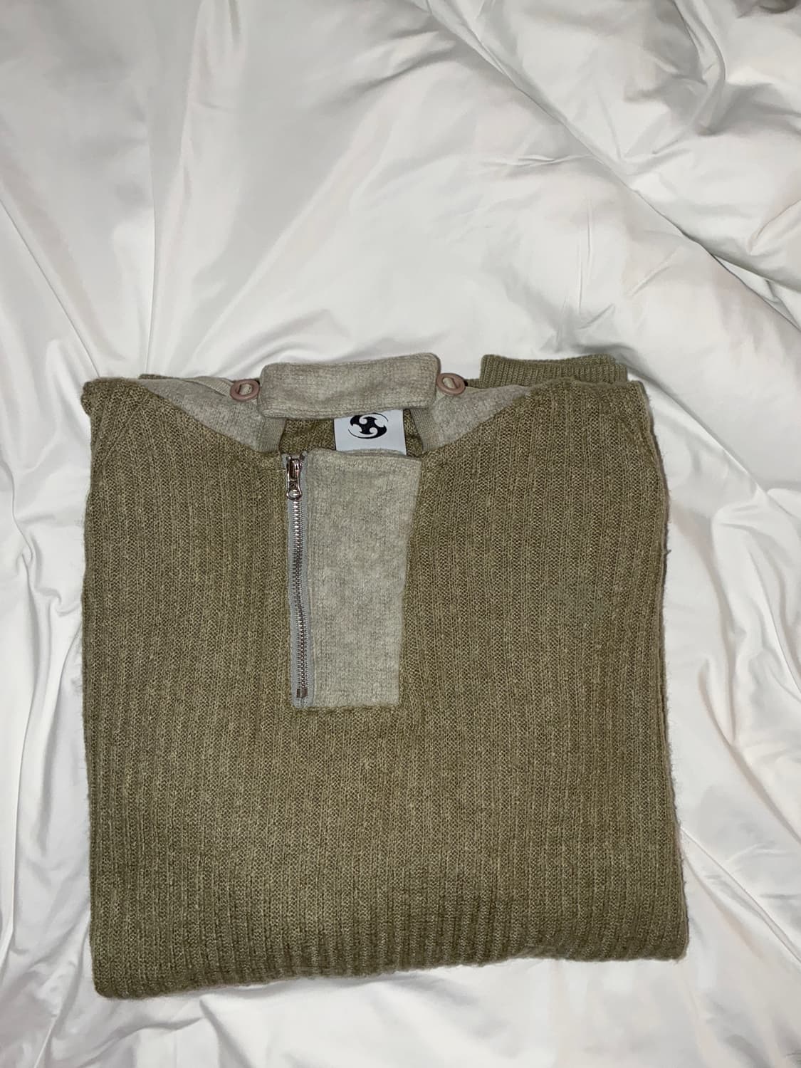 산산기어 리브드 후디 니트 카키 상품이미지7