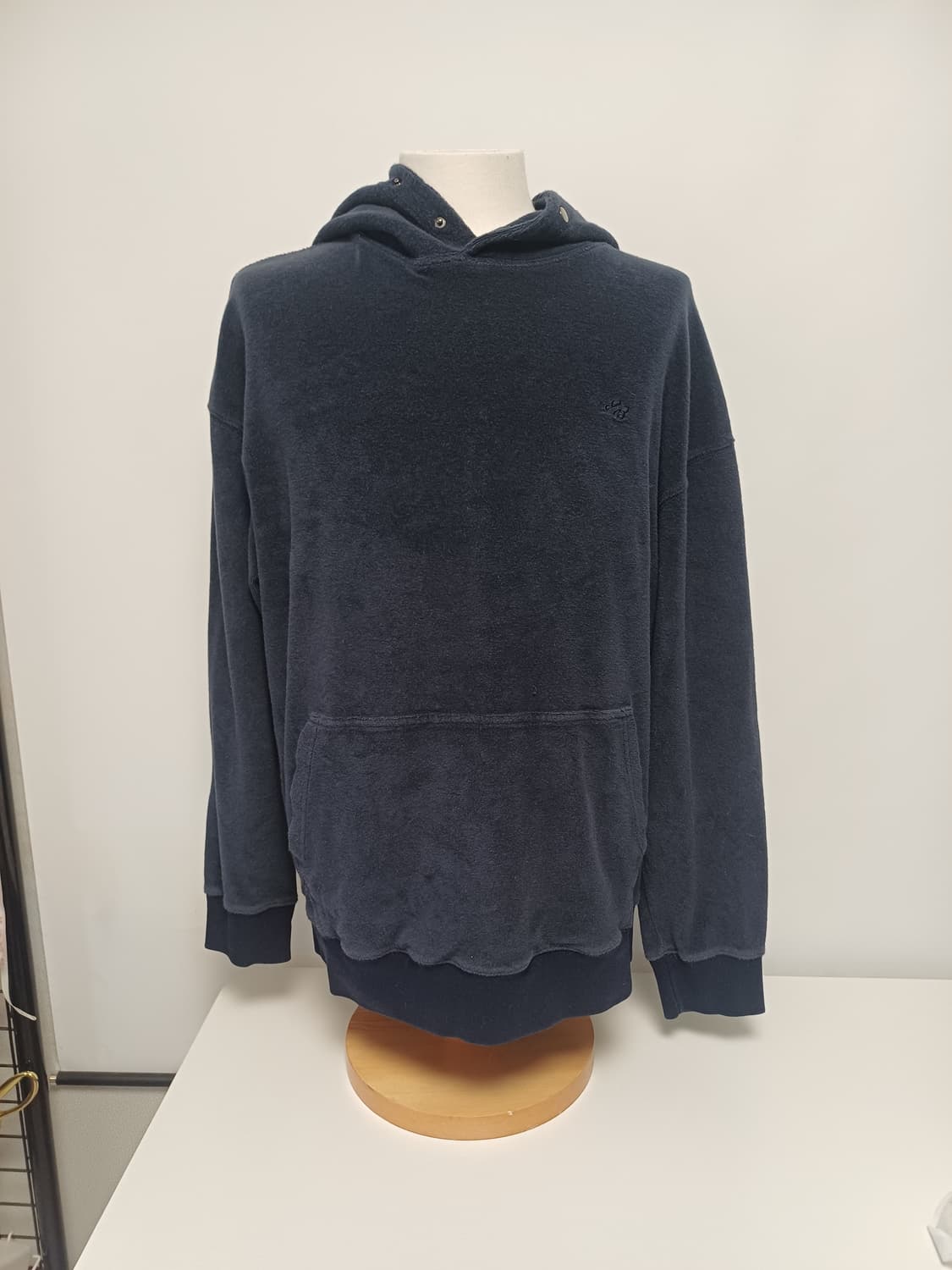 [L] 에디바우어 스냅 버튼 테리 오버핏 후드티 (네이비) 상품이미지1