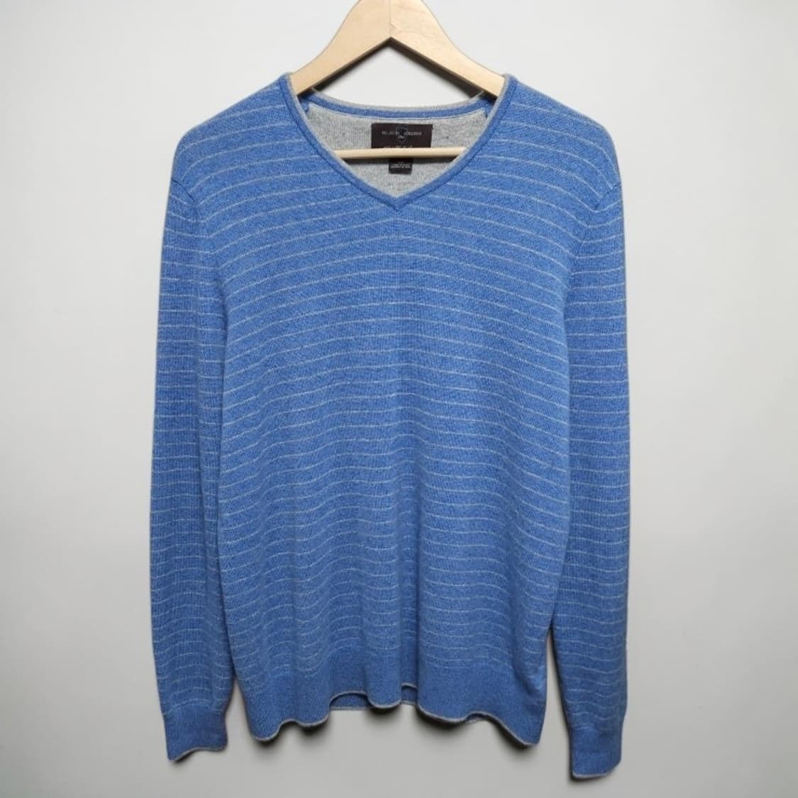 100 Black Brown 블랙브라운 캐시미어 브이넥 니트 블루 상품이미지1