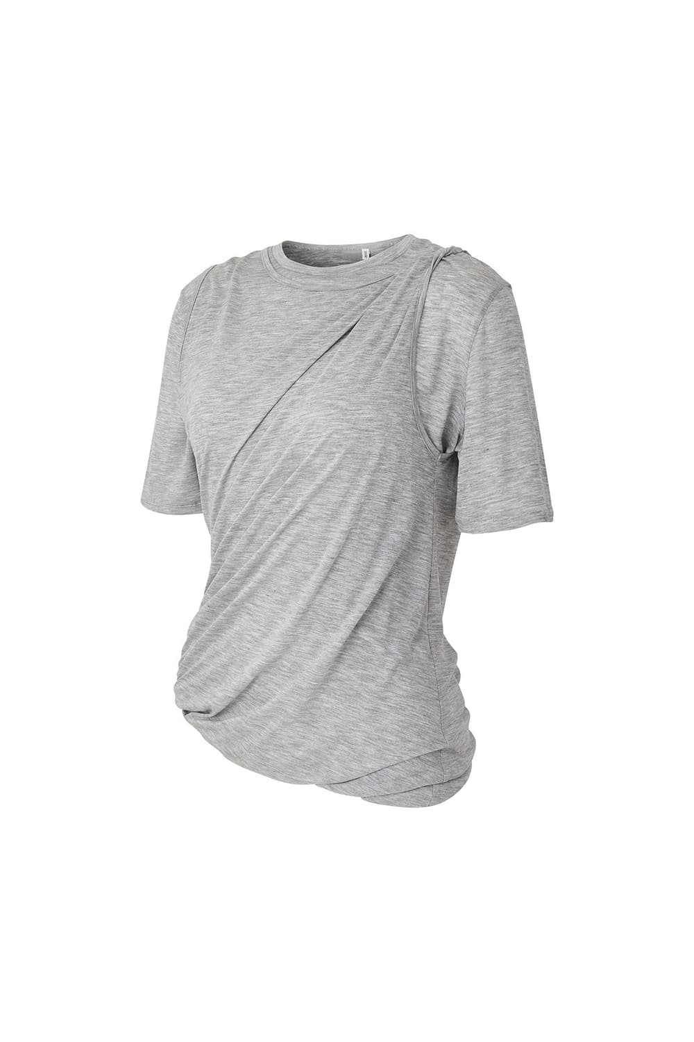티크 LAYERED TWIST SHORT TOP (MELANGE GREY 상품이미지1