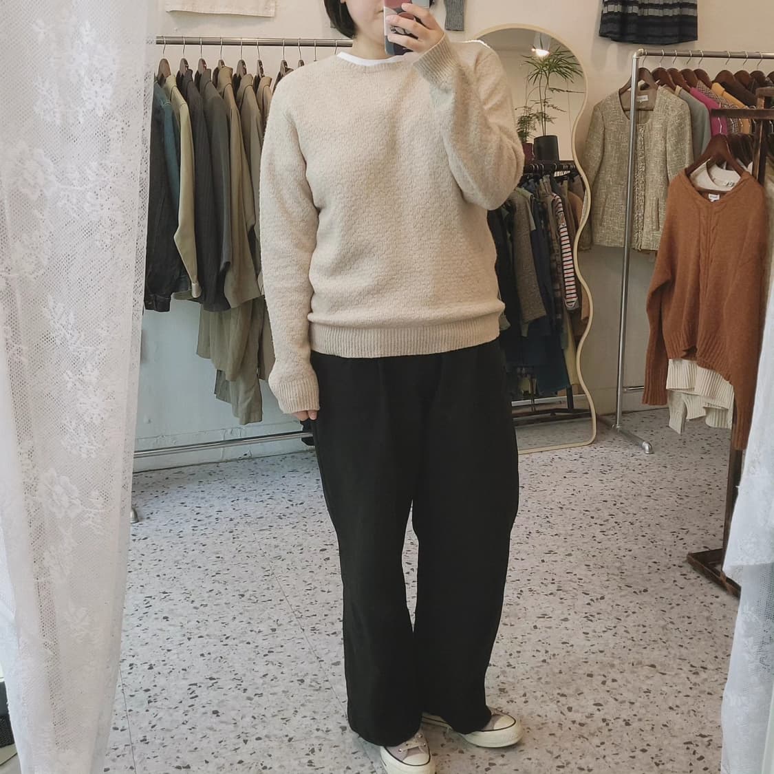 Ciaopanic 브이스티치 오트밀 니트 상품이미지10