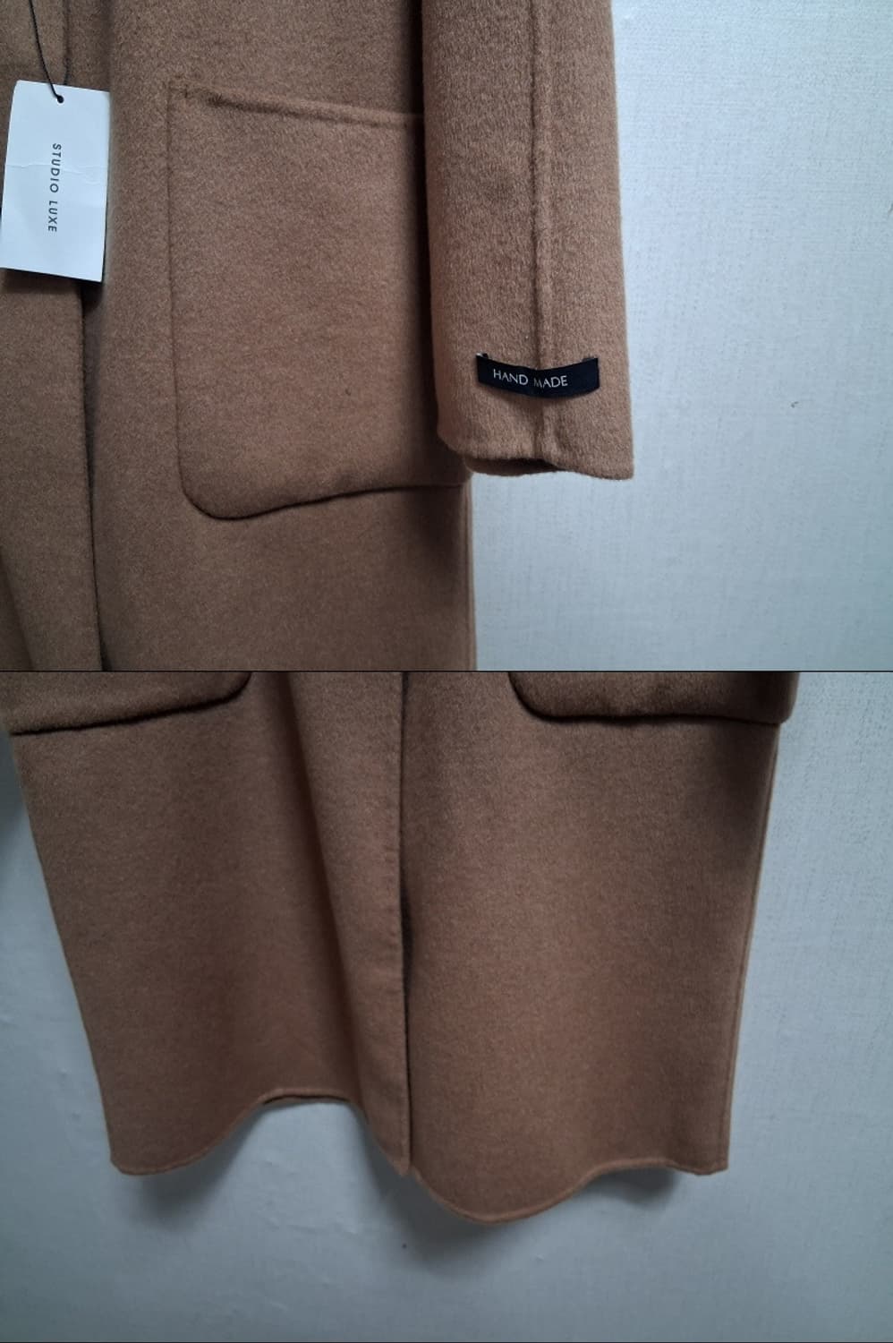국내 스튜디오 룩스 카멜 핸드메이드롱코트 중간길이롱코트 미착새옷상태 66 상품이미지5