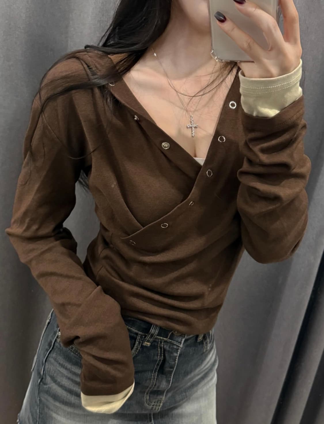 브라운 랩 후드 티 상품이미지2