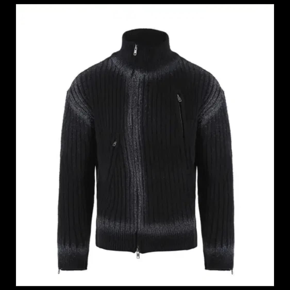 새상품)노쿨러스 스프레이 니트 집업 가디건 블랙 상품이미지1