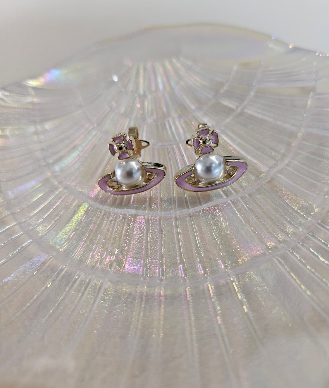 비비안웨스트우드 업사이클링 진주 핑크우주선 귀걸이 상품이미지3