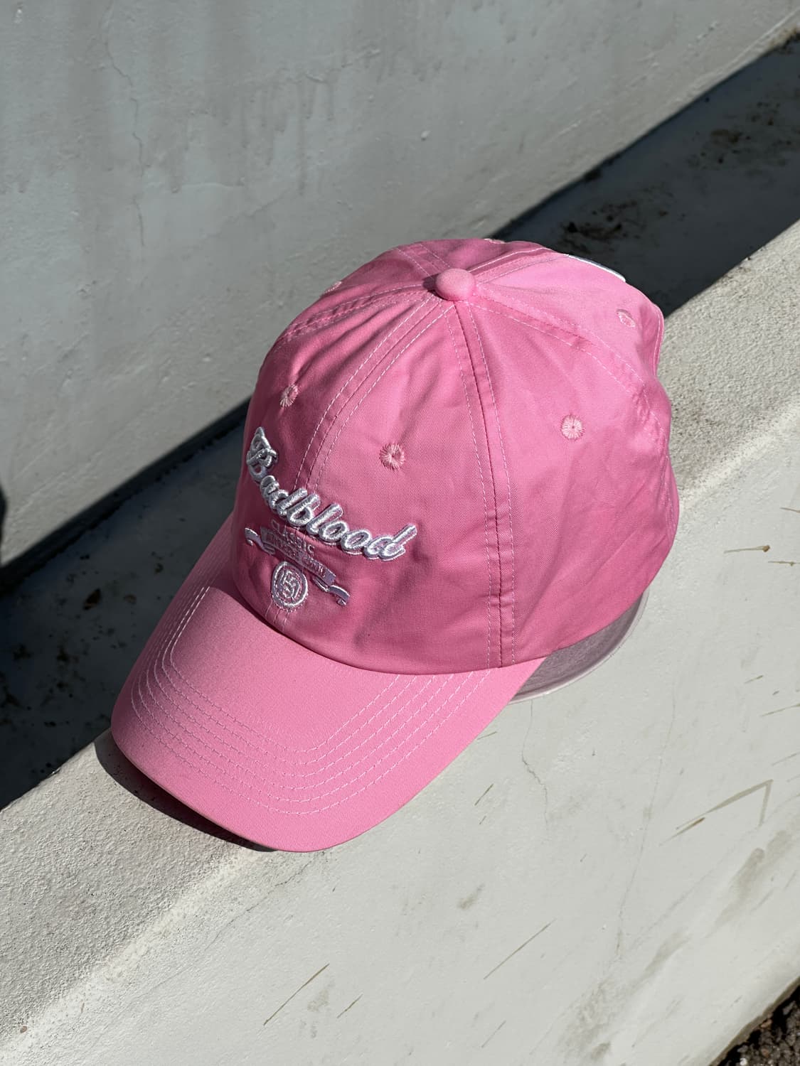 [M] 배드블러드 핑크 나일론 볼캡 모자 상품이미지2
