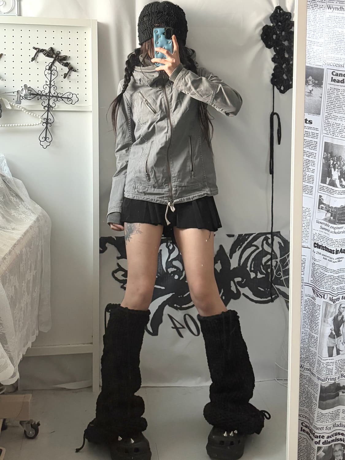 • grey high-neck 2way jacket  상품이미지3