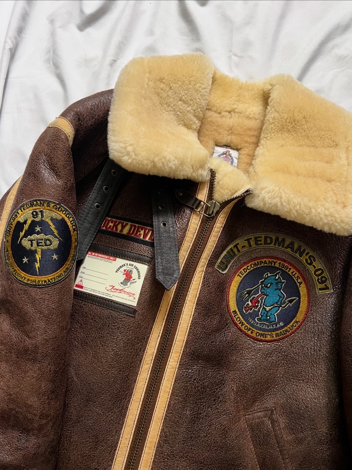 90s 테드컴퍼니 B-3 무스탕 가죽자켓 상품이미지7