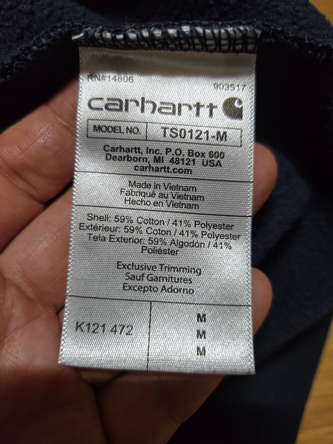 칼하트 네이비 루즈핏 기모 후드티셔츠 상품이미지6