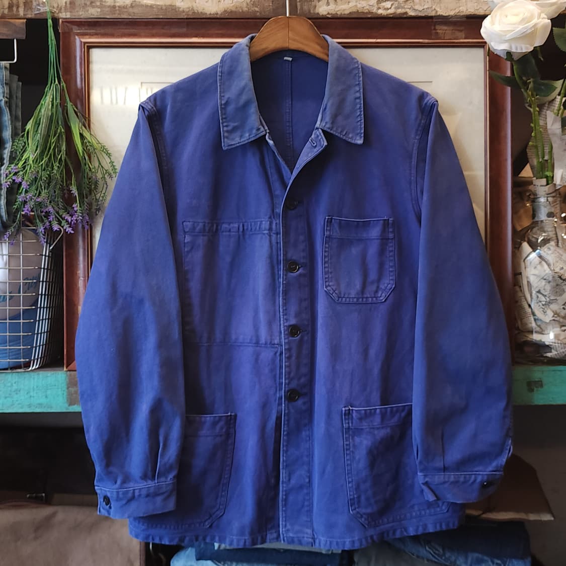 60s 프렌치 워크자켓 프렌치자켓 페이딩 블루 44 상품이미지1
