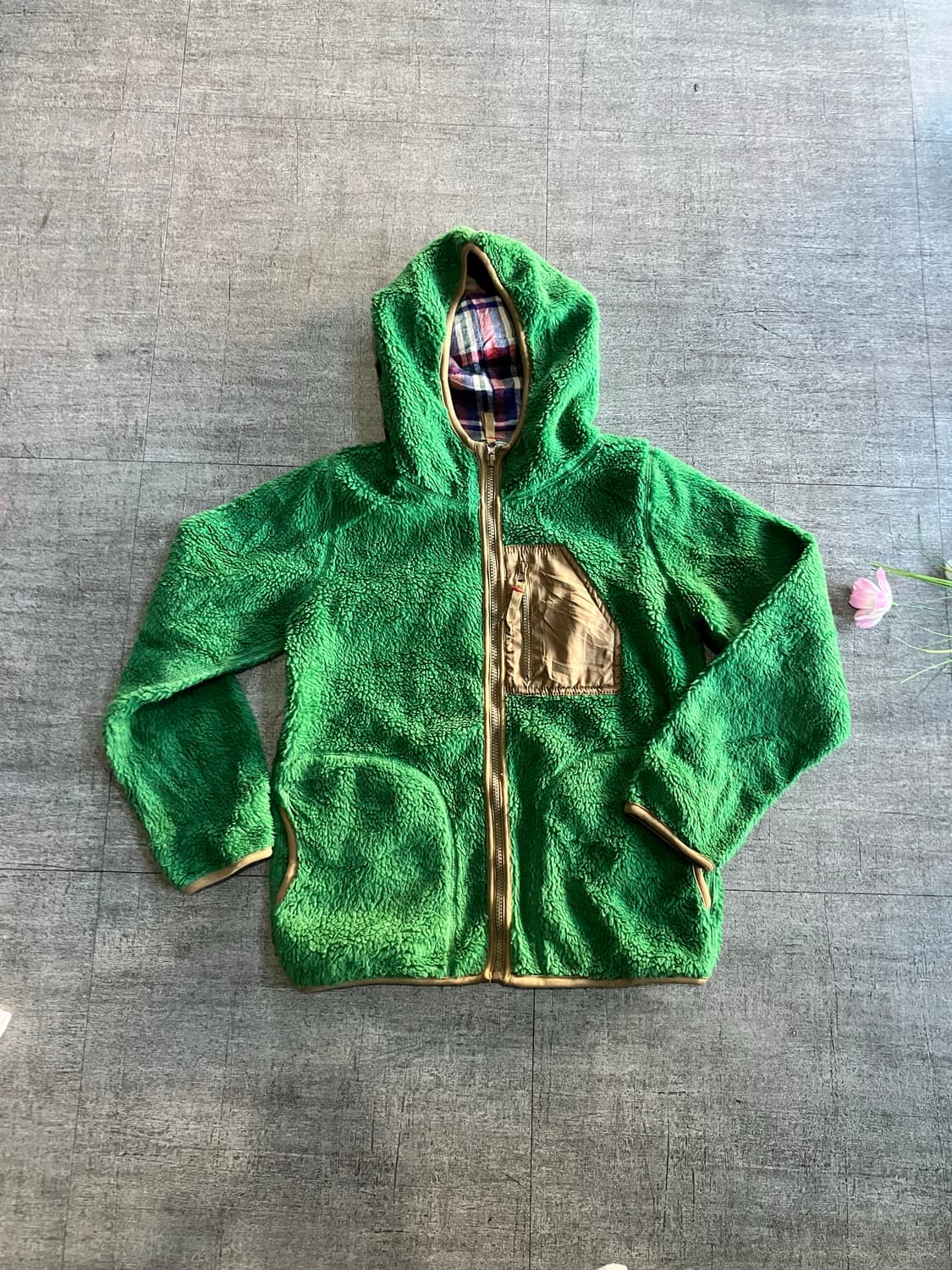 일본빈티지 Cubesugar 올드스쿨아메카지 파타고니아깔 후리스자켓 상품이미지1