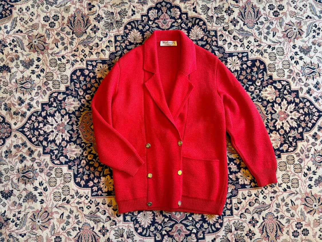 80s 버버리 이태리 메이드 금장 가디건 66~77 상품이미지1