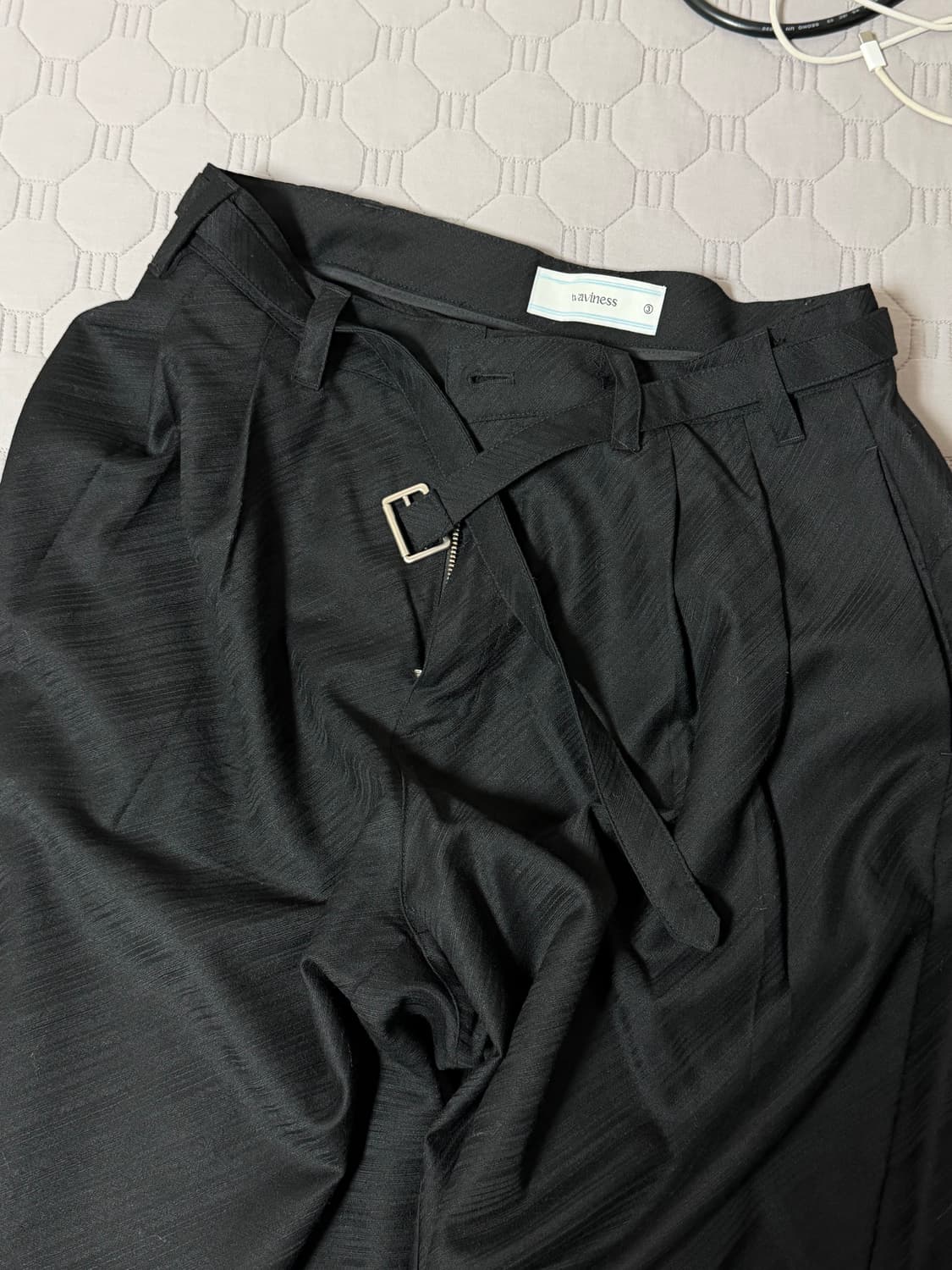 웨이비니스 24fw 벨티드 팬츠 블랙 3사이즈  상품이미지2