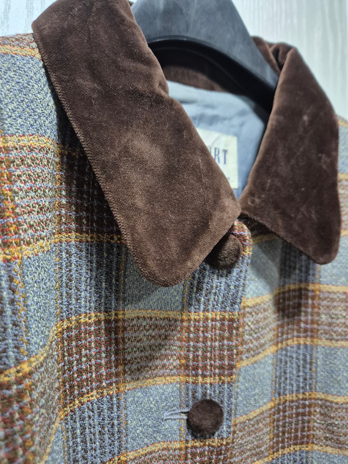 조스포츠 체크 카라벨벳 자켓 브라운 상품이미지5