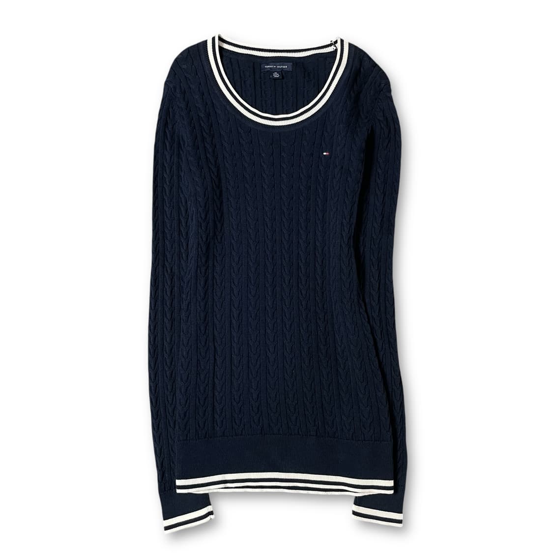 타미힐피거 네이비 로고 꽈배기 긴팔 니트 XS 상품이미지1