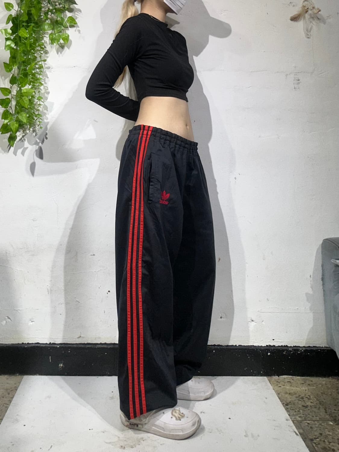 80s 아디다스 블랙 와이드 파이어버드 트레이닝 팬츠 추리닝 바지 M 상품이미지1