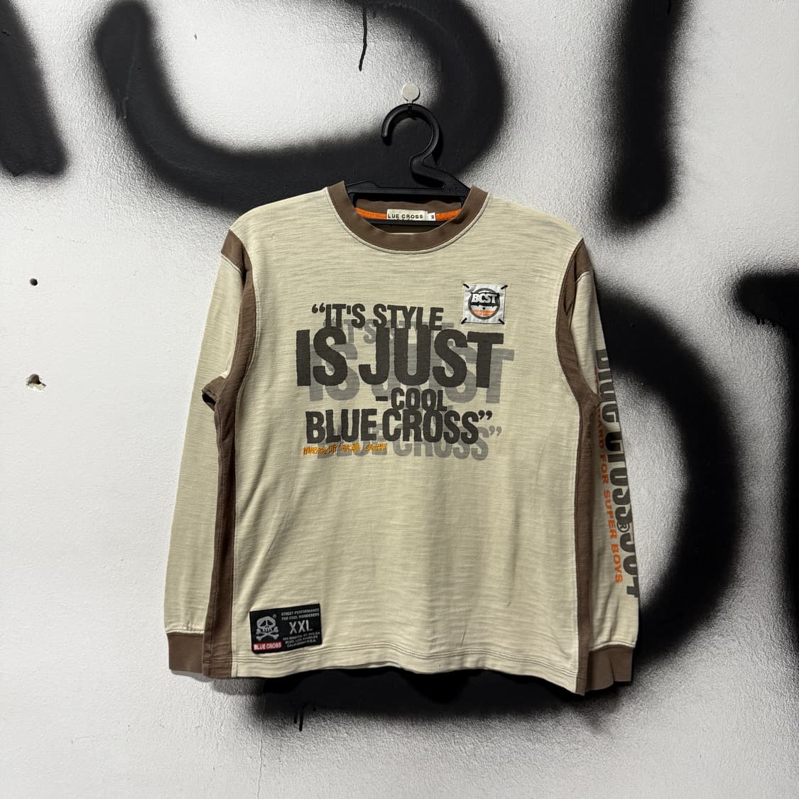 VTG 빈티지 스컬 프린팅 초코 바나나 배색 롱 슬리브 티셔츠 상품이미지1