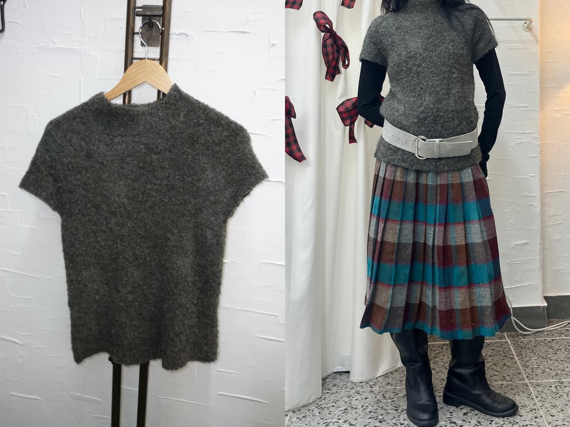 charcoal boucle knit top 상품이미지1