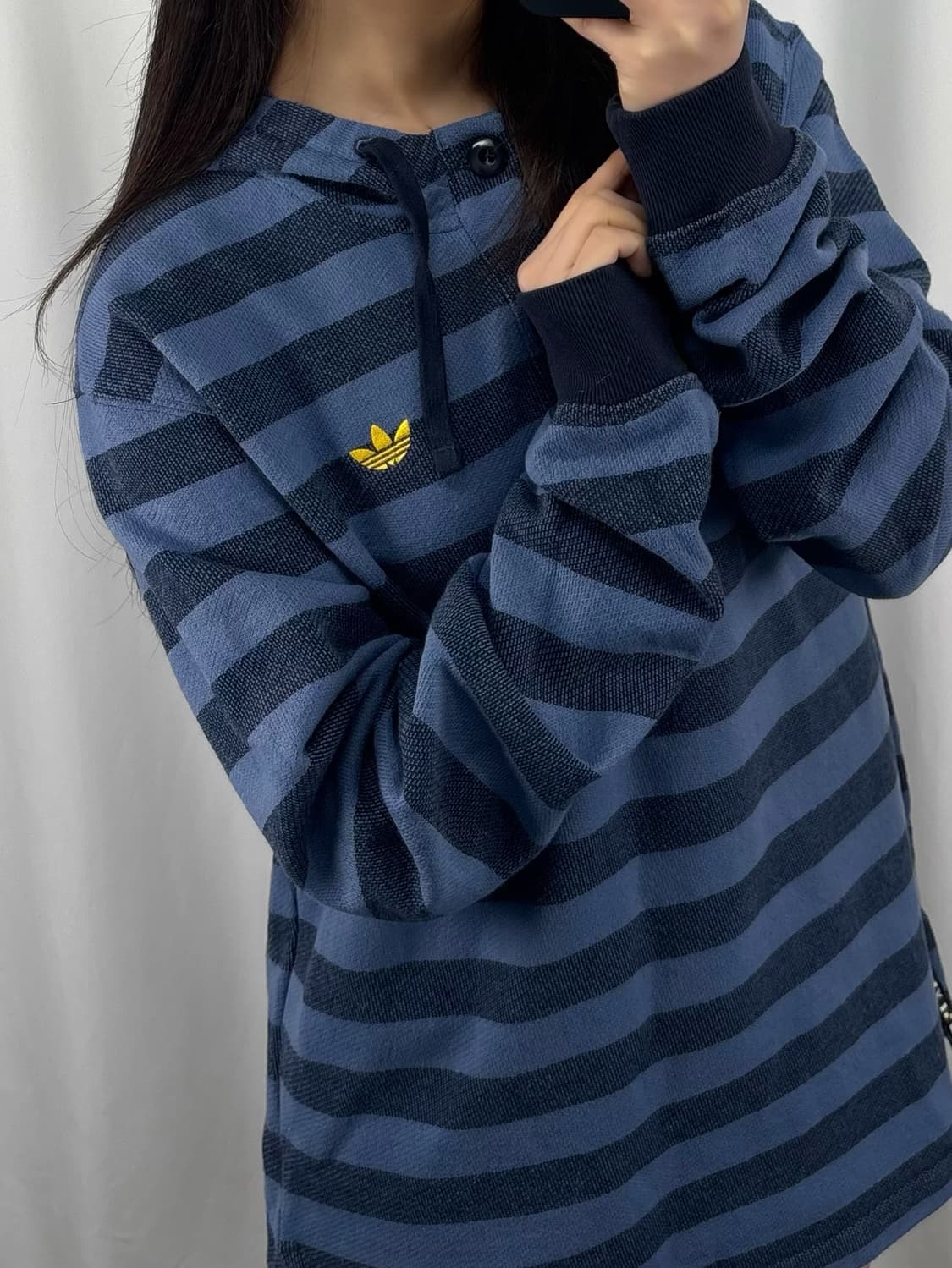 아디다스 블루 스트라이프 니트 후드 상품이미지2