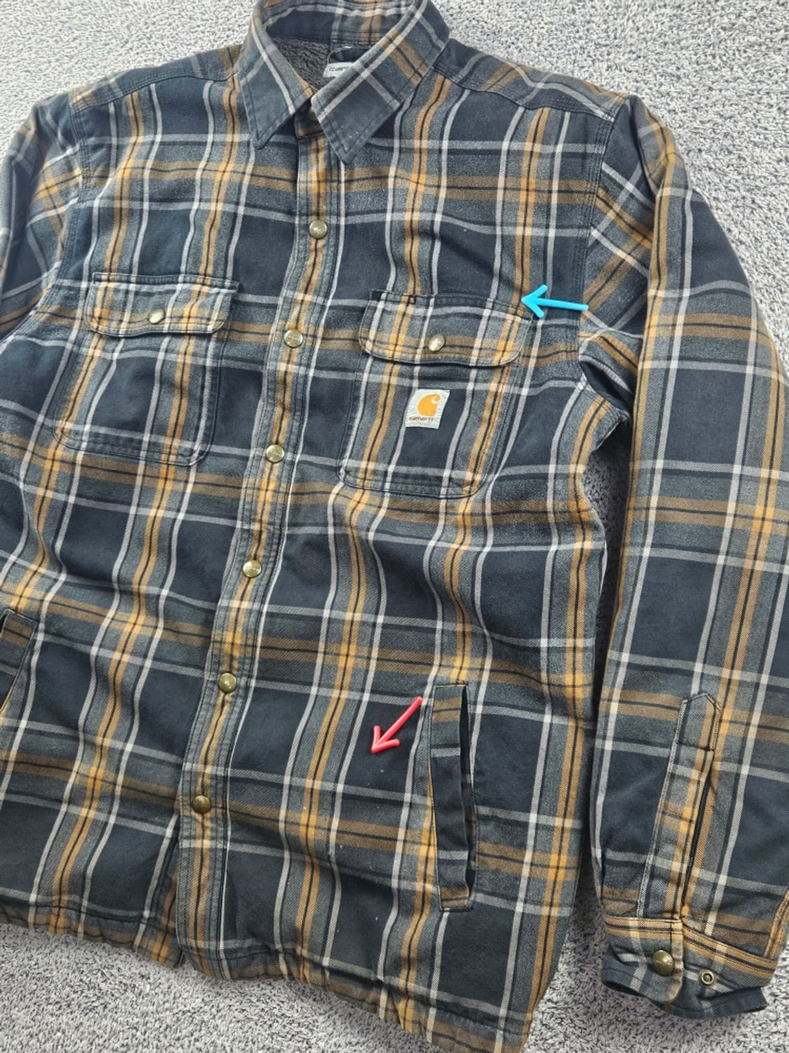 칼하트 쉐르파 라인드 체크 셔츠 워크 자켓 ( L ) / 10703 상품이미지6